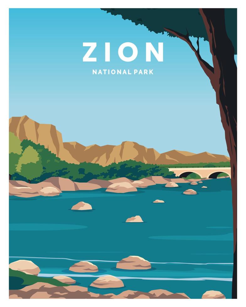 paysage du parc national de zion. voyage en utah. illustration vectorielle avec un style minimaliste. vecteur