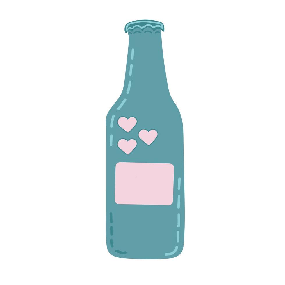 icône de vecteur de bouteille avec signe de coeur. bar icône de boisson alcoolisée et favori, comme, amour, symbole de soins. illustration vectorielle.