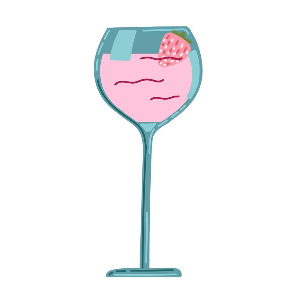 cocktail de saint valentin aux fraises. icône de verre. illustration vectorielle. vecteur