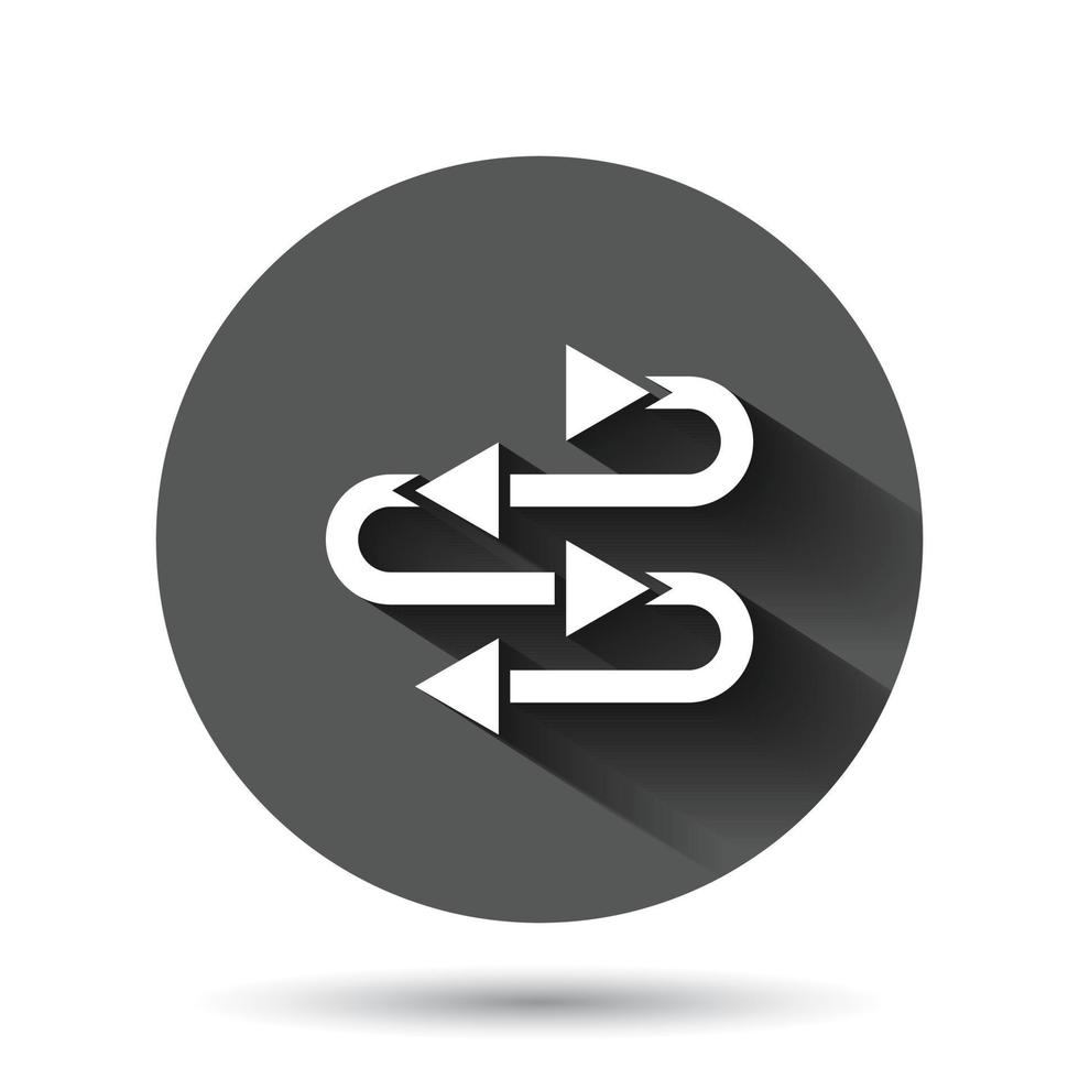 icône de croissance de flèche dans un style plat. illustration vectorielle d'évolution sur fond rond noir avec effet d'ombre portée. concept d'entreprise de bouton de cercle d'organisation de processus. vecteur