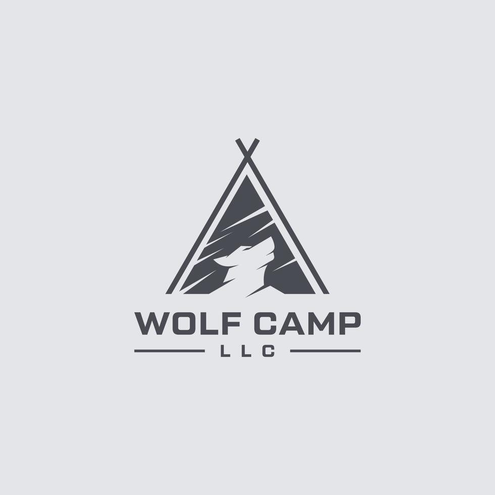 vecteur de conception de logo camping loup