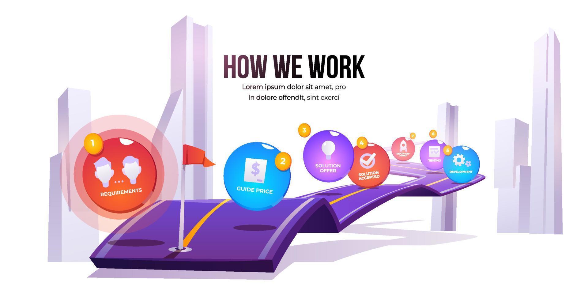 infographie vectorielle des étapes du processus de travail vecteur