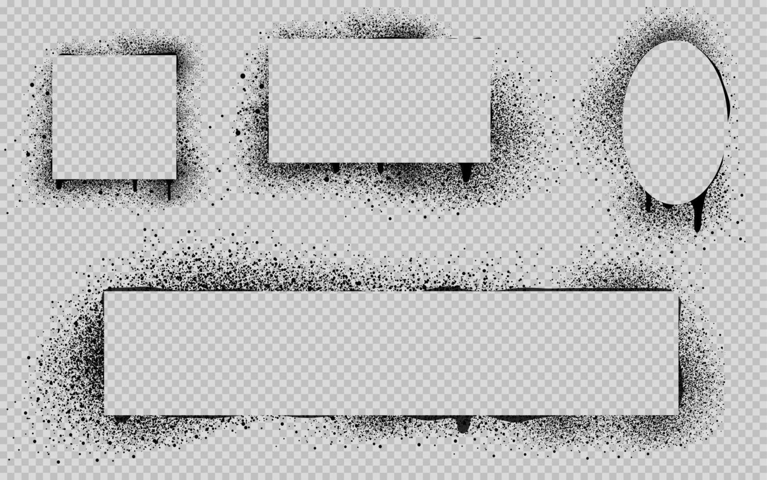 cadres de pulvérisation de peinture noire, modèles de pochoir grunge vecteur