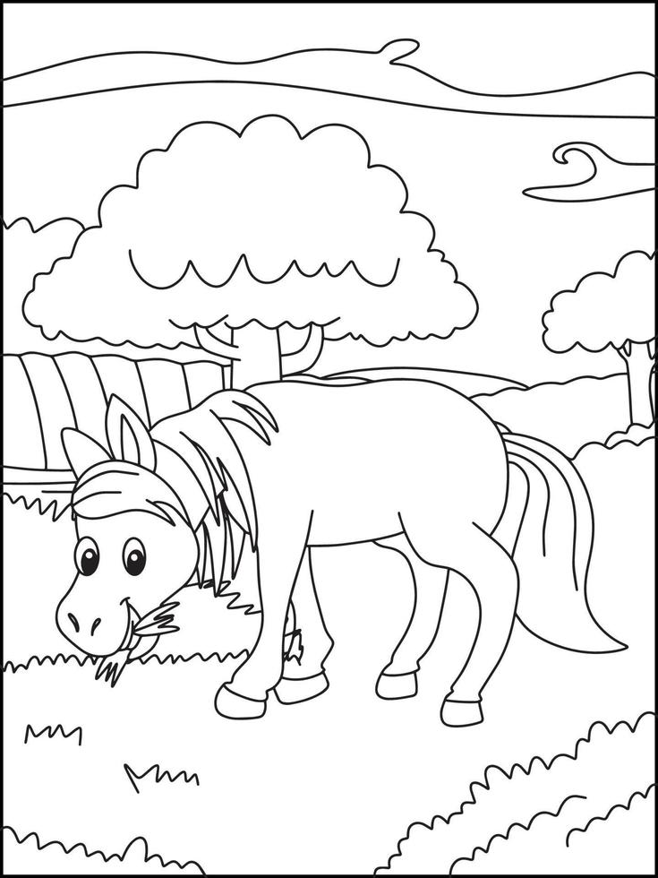 coloriages de chevaux pour les enfants - cahier de coloriage vecteur