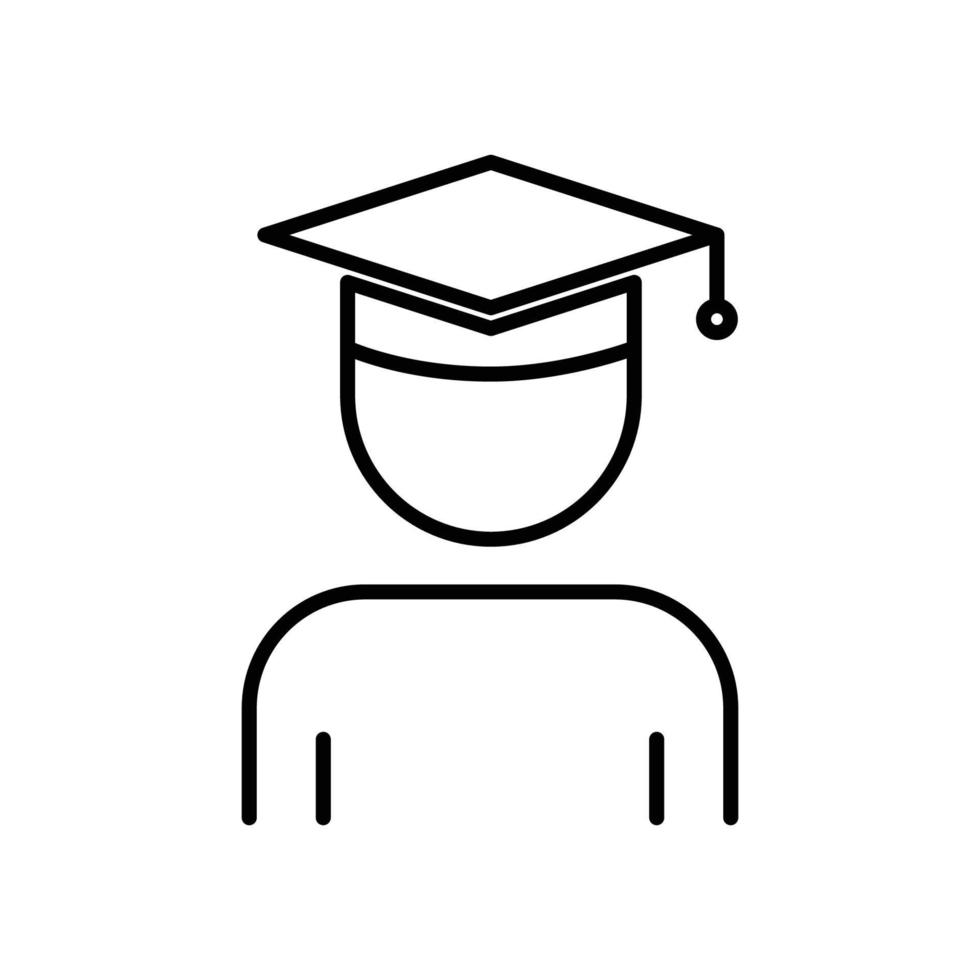 illustration d'icône étudiant avec chapeau de graduation. icône liée à l'éducation. style d'icône de ligne. conception de vecteur simple modifiable