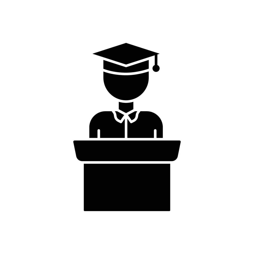 illustration d'icône étudiant avec podium. adapté à l'icône de remise des diplômes. icône liée à l'éducation. style d'icône de glyphe. conception de vecteur simple modifiable