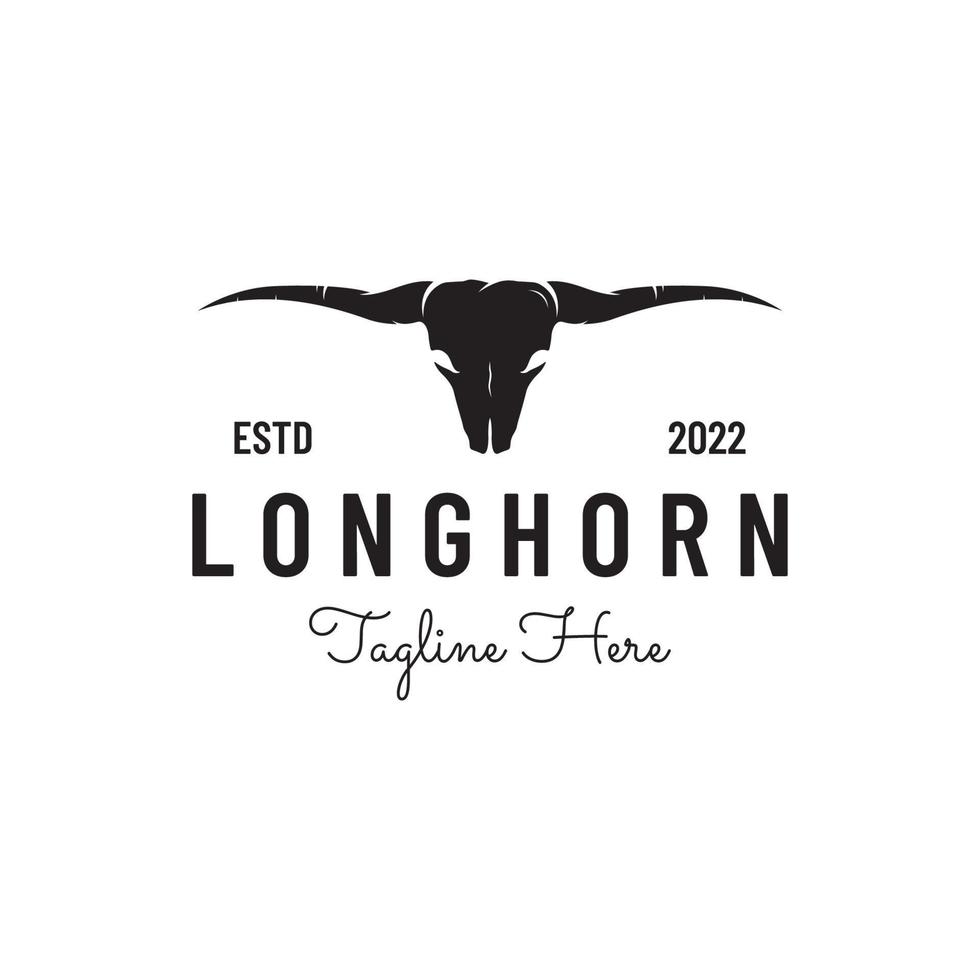 modèle de logo vintage de taureau longhorn, vache et buffle. pour badges, restaurant, entreprise. vecteur