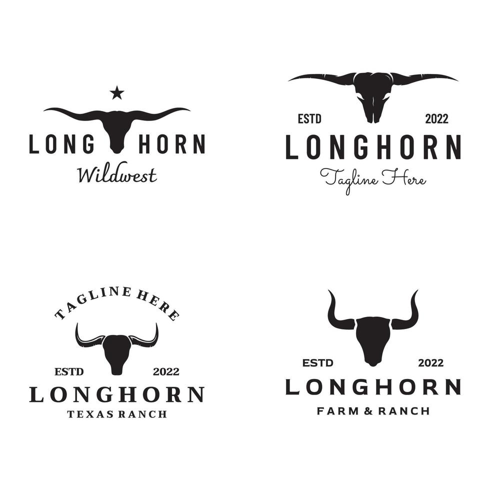 modèle de logo vintage de taureau longhorn, vache et buffle. pour badges, restaurant, entreprise. vecteur