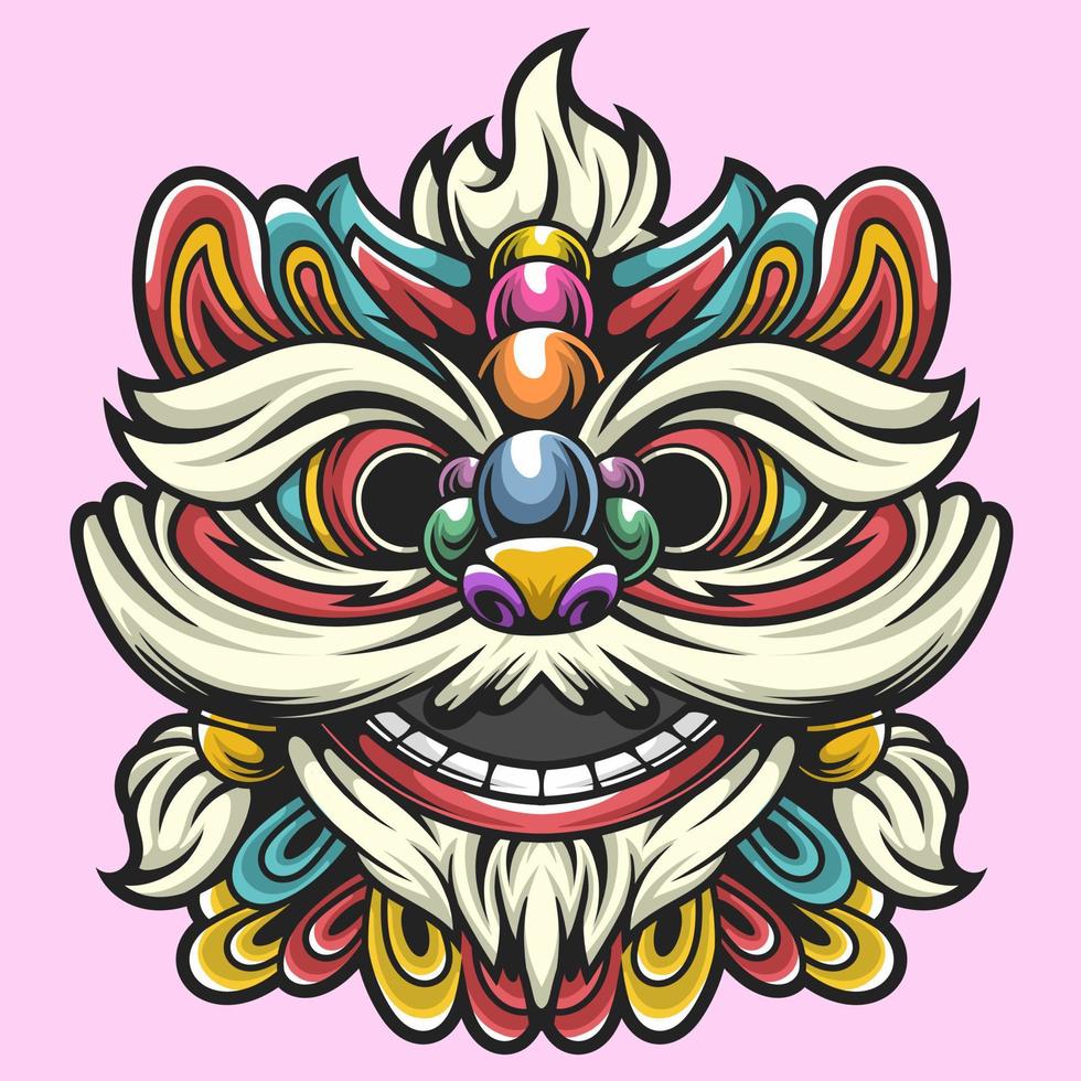 conception mignonne de barongsai, conception vectorielle et conception de logo, adaptée au nouvel an cinese vecteur