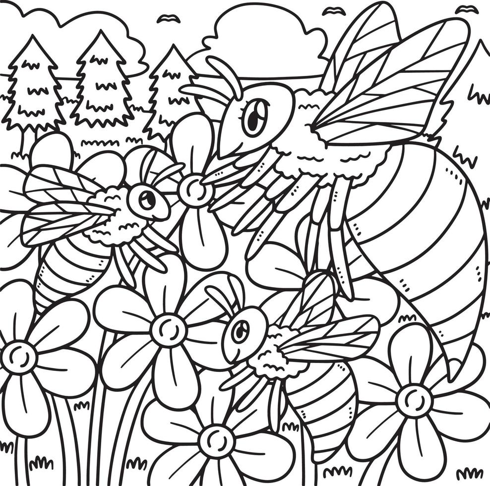 coloriage reine des abeilles et bébé abeille pour les enfants vecteur