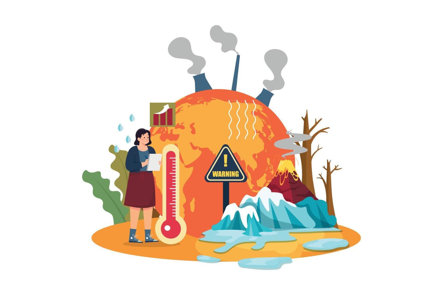 concept d'illustration de changement climatique sur fond blanc vecteur