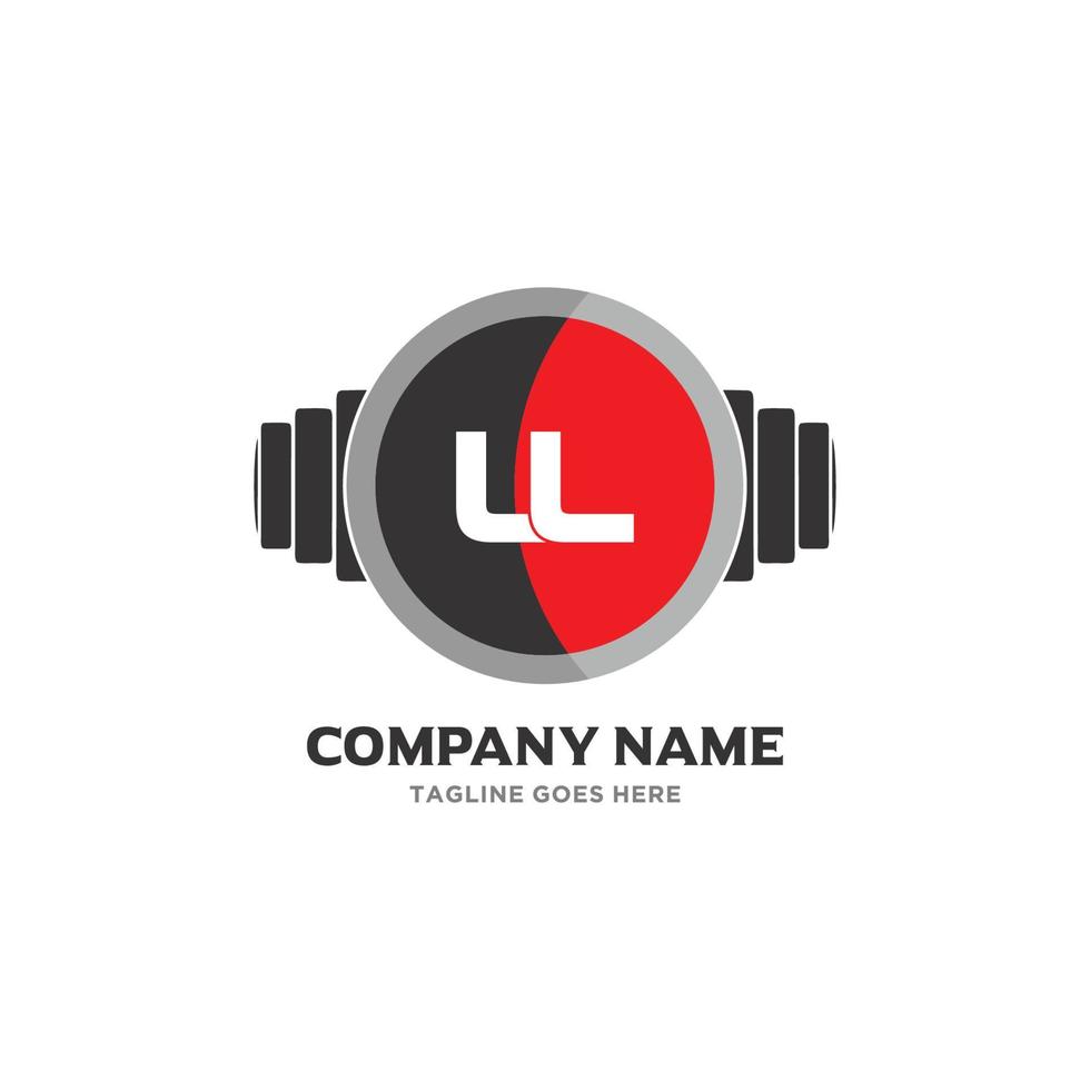 ll lettre logo design icône fitness et musique symbole vectoriel. vecteur