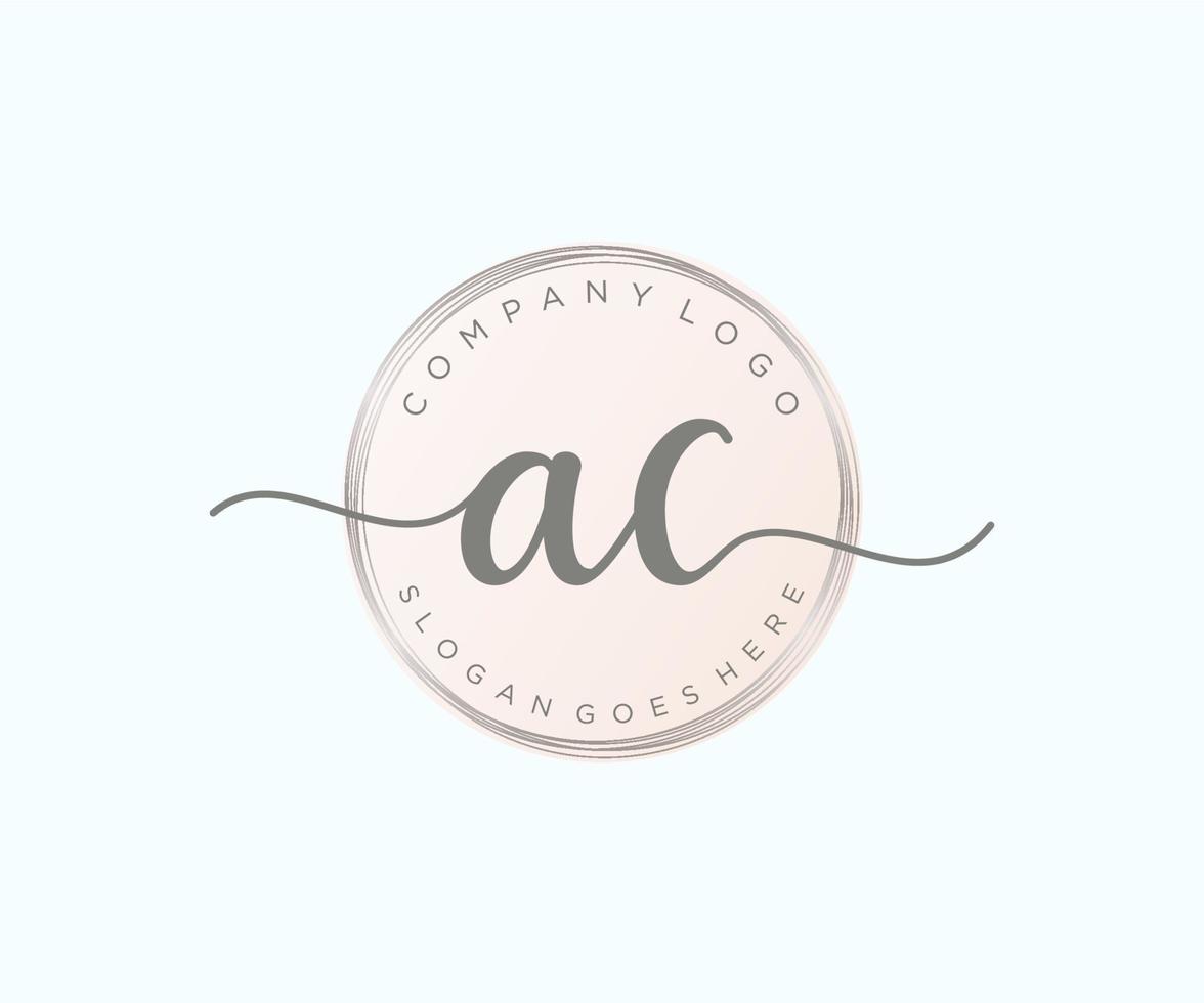 logo féminin ac initial. utilisable pour les logos nature, salon, spa, cosmétique et beauté. élément de modèle de conception de logo vectoriel plat.