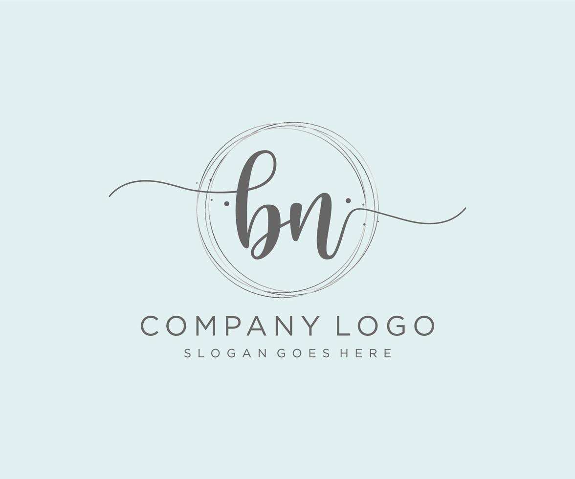 logo féminin initial bn. utilisable pour les logos nature, salon, spa, cosmétique et beauté. élément de modèle de conception de logo vectoriel plat.