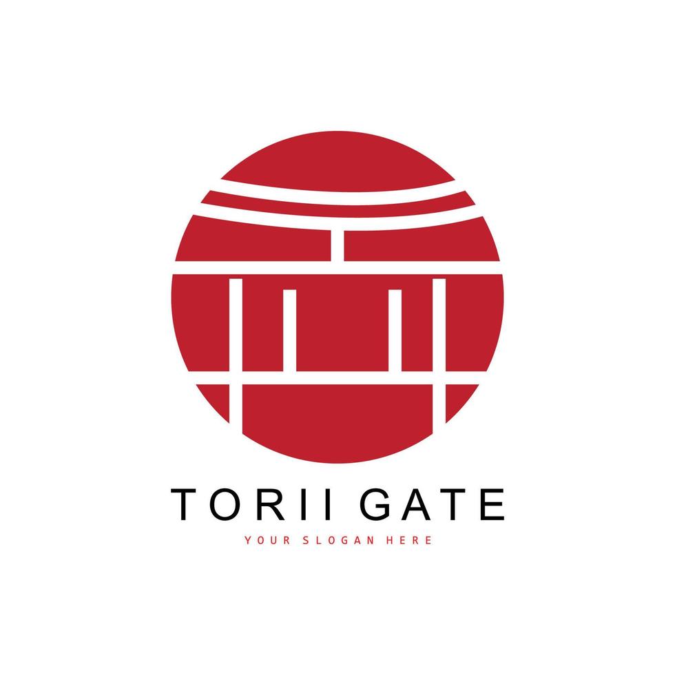 logo de porte torii, conception de bâtiment japonais, vecteur d'icône de chine, icône de modèle d'illustration