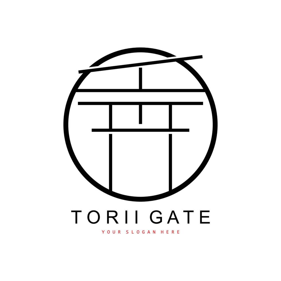 logo de porte torii, conception de bâtiment japonais, vecteur d'icône de chine, icône de modèle d'illustration