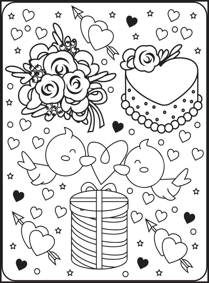 coloriages saint valentin pour enfants vecteur