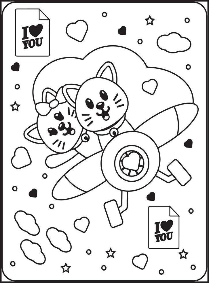 coloriages saint valentin pour enfants vecteur