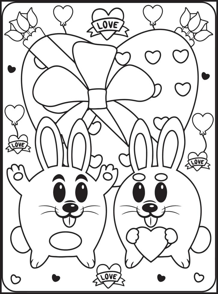 coloriages saint valentin pour enfants vecteur