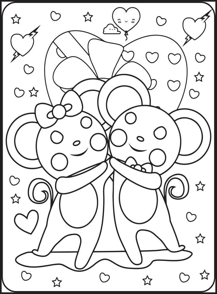 coloriages saint valentin pour enfants vecteur