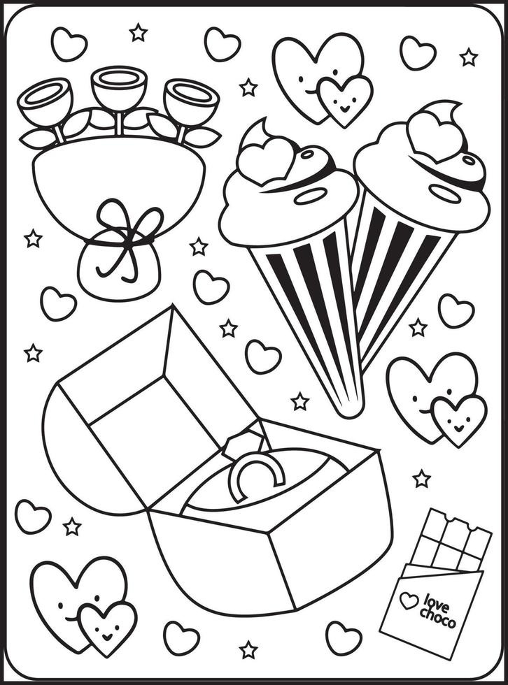 coloriages saint valentin pour enfants vecteur