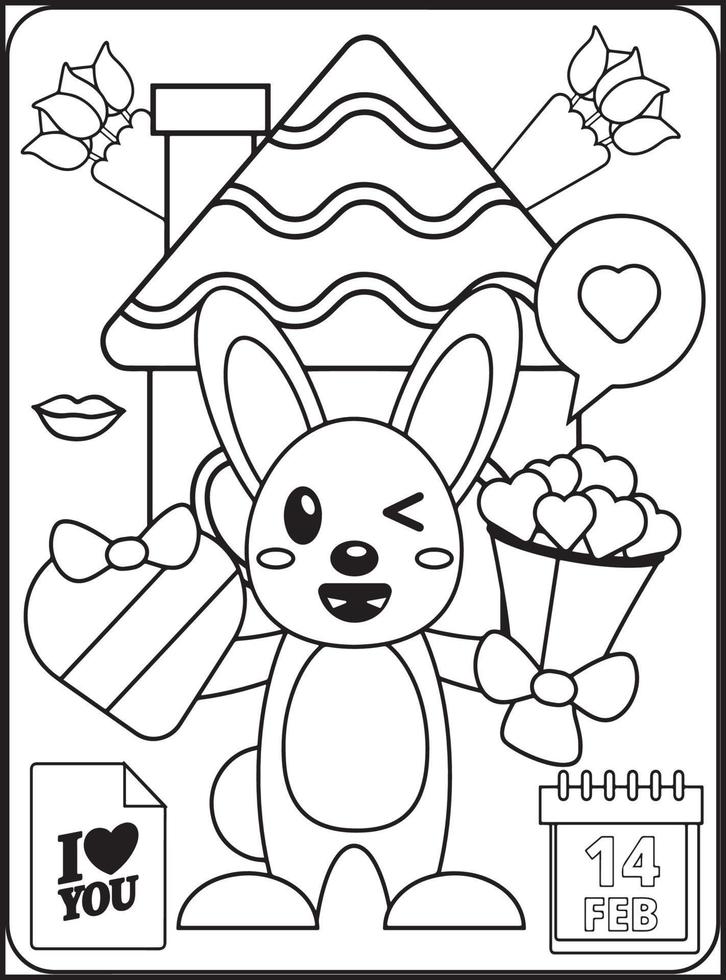 coloriages saint valentin pour enfants vecteur