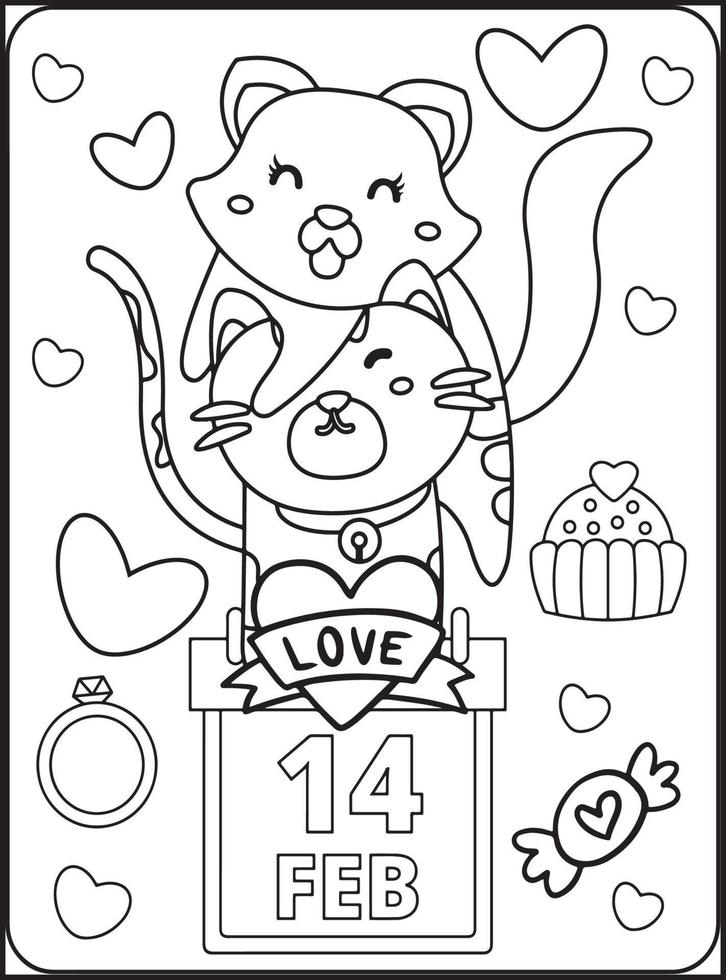 coloriages saint valentin pour enfants vecteur