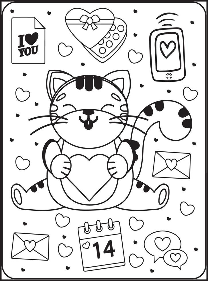 coloriages saint valentin pour enfants vecteur