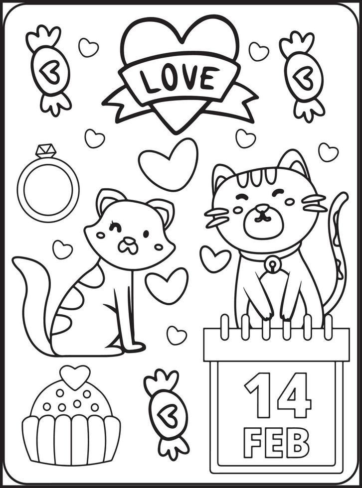 coloriages saint valentin pour enfants vecteur