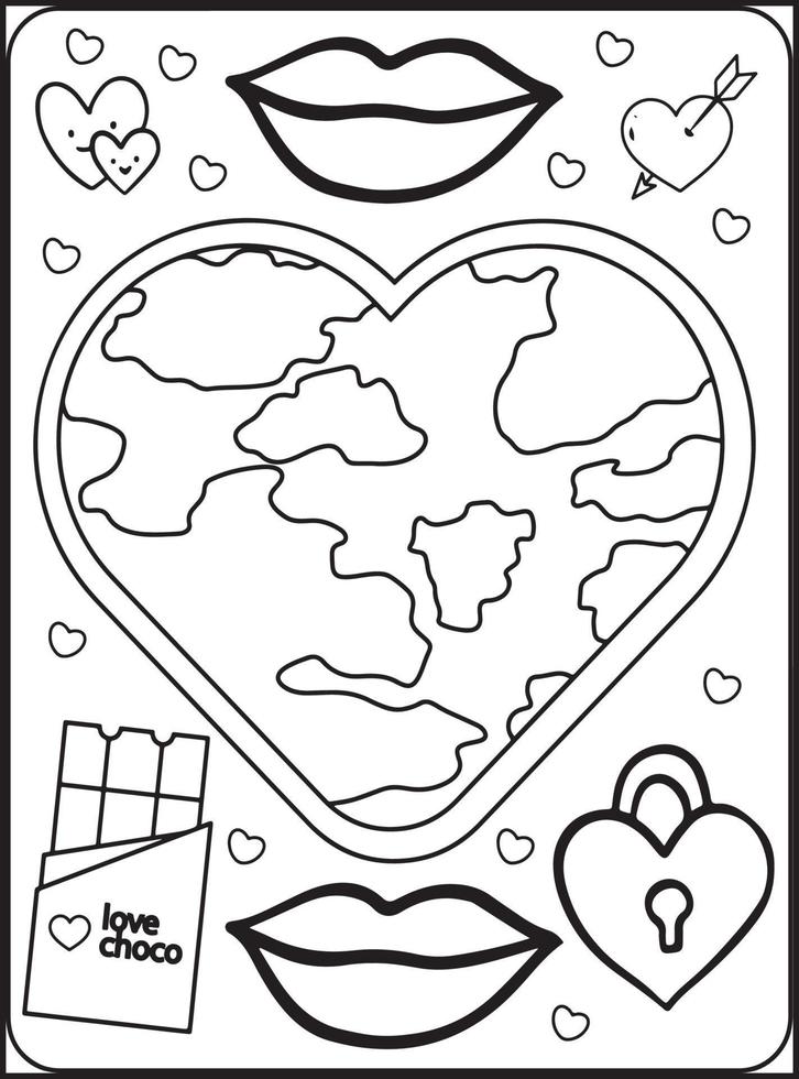 coloriages saint valentin pour enfants vecteur