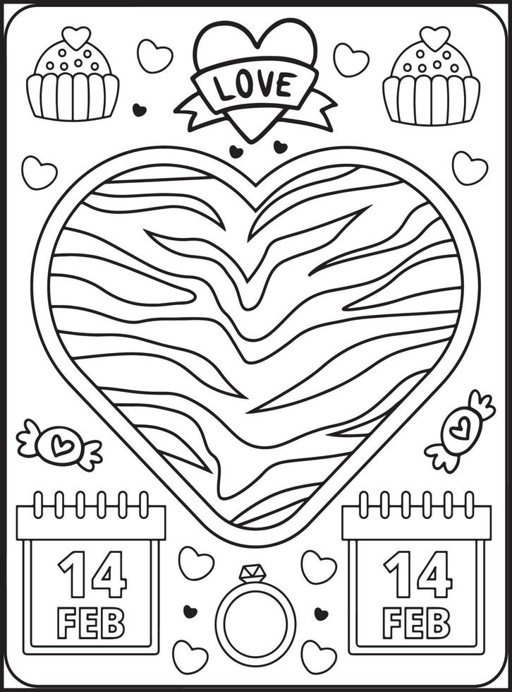 coloriages saint valentin pour enfants vecteur