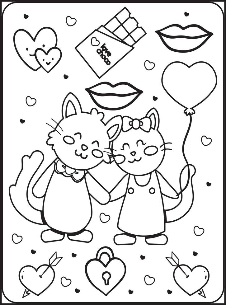 coloriages saint valentin pour enfants vecteur