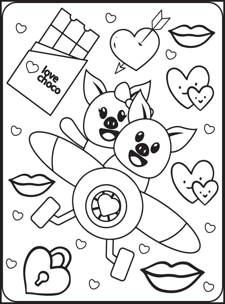 coloriages saint valentin pour enfants vecteur