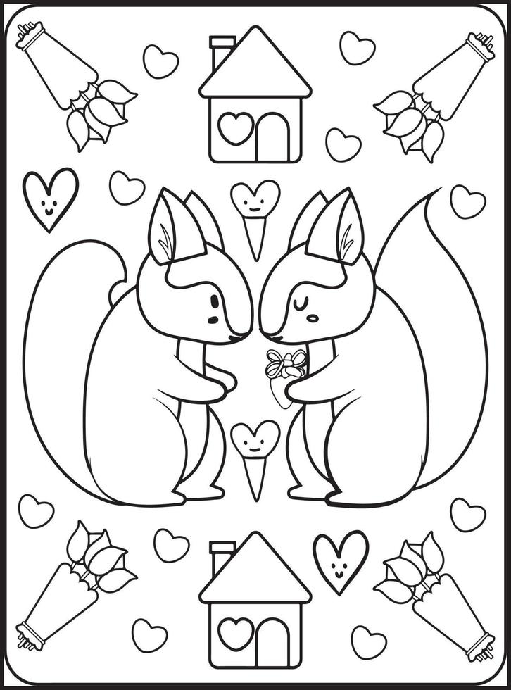 coloriages saint valentin pour enfants vecteur