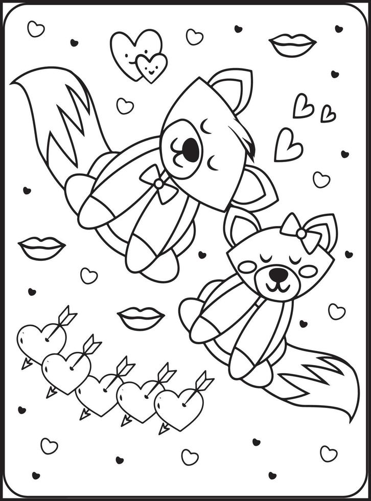 coloriages saint valentin pour enfants vecteur