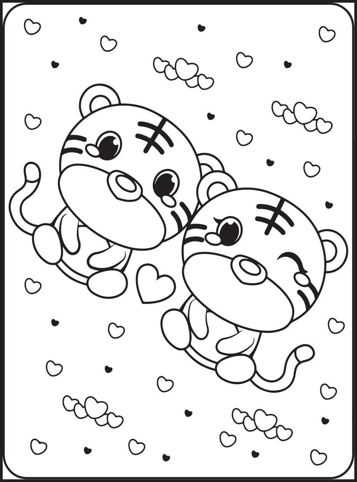 coloriages saint valentin pour enfants vecteur