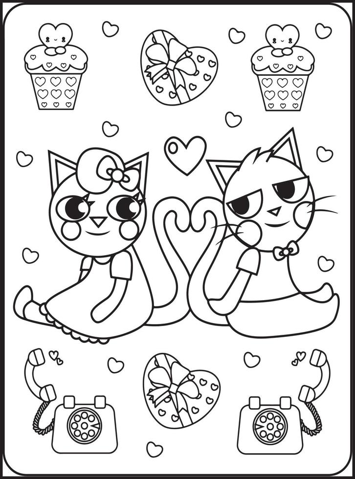 coloriages saint valentin pour enfants vecteur