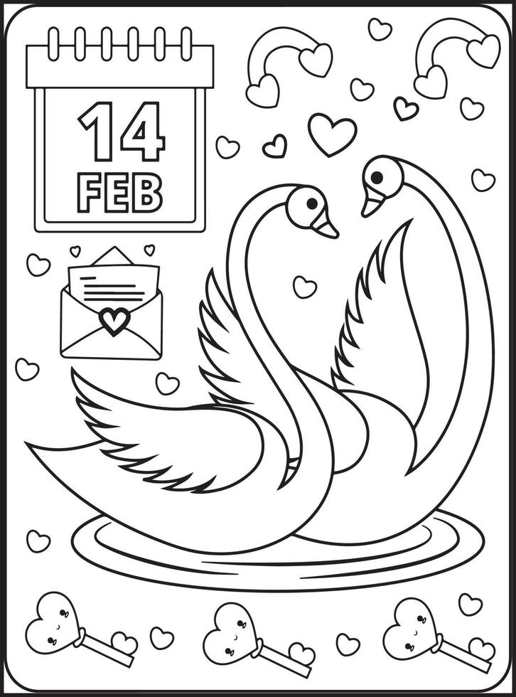 coloriages saint valentin pour enfants vecteur