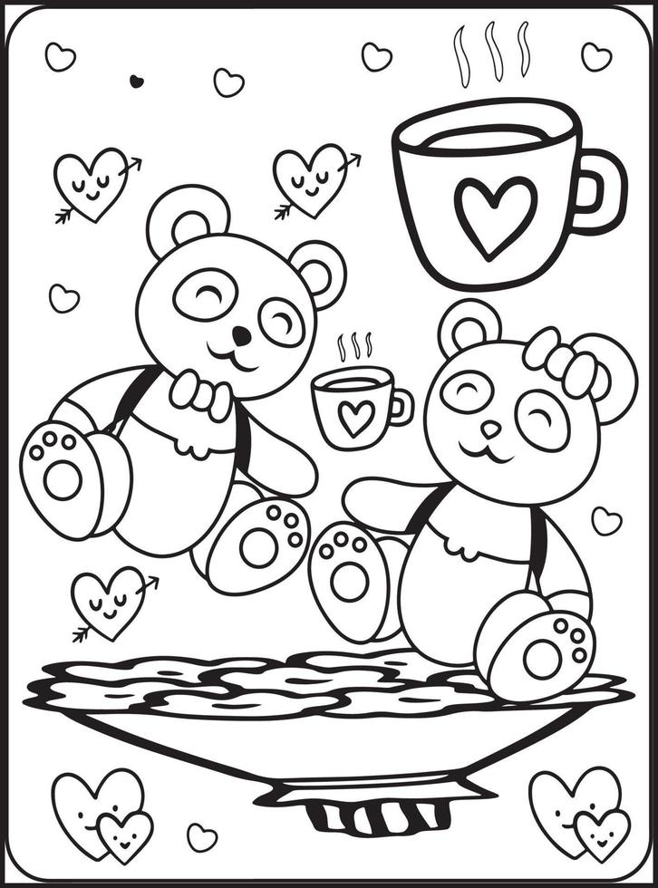 coloriages saint valentin pour enfants vecteur