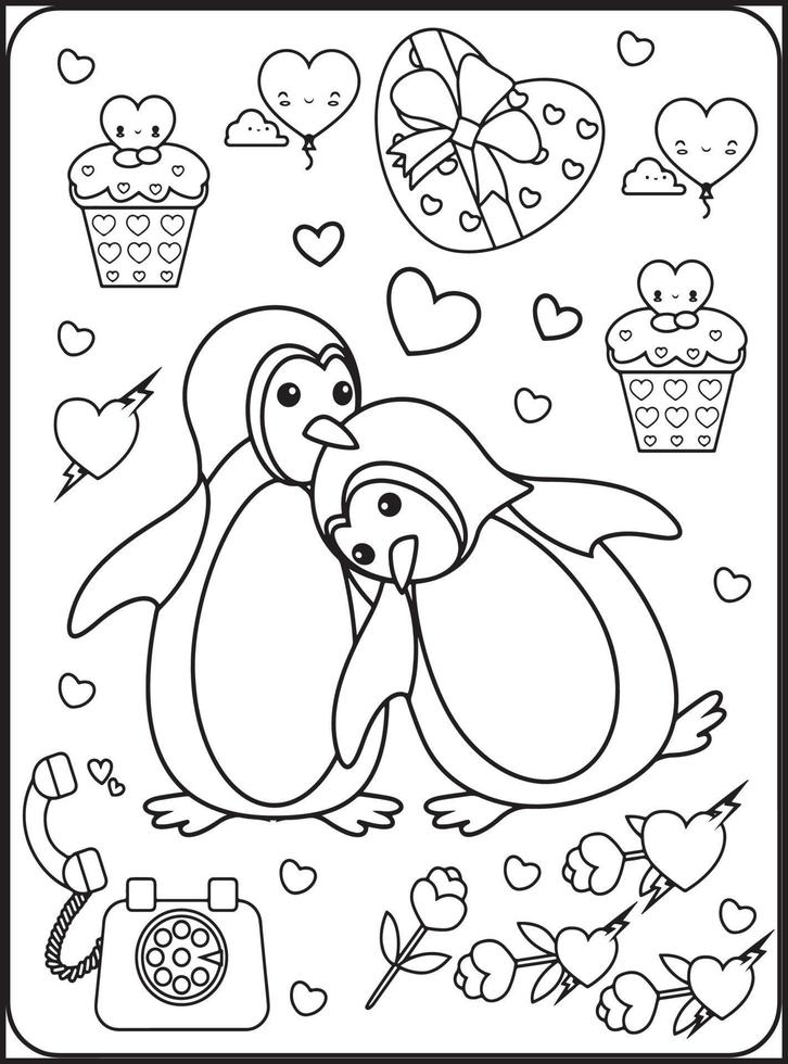 coloriages saint valentin pour enfants vecteur