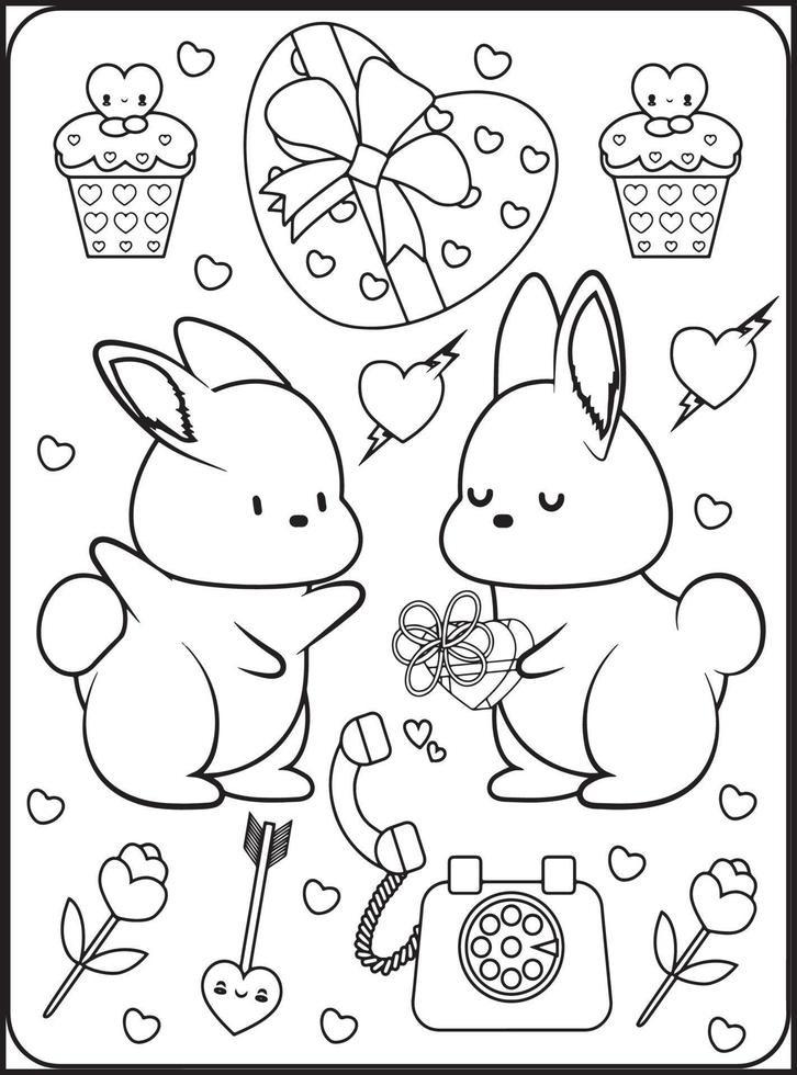 coloriages saint valentin pour enfants vecteur