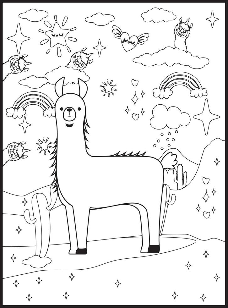 coloriages de lama pour les enfants vecteur