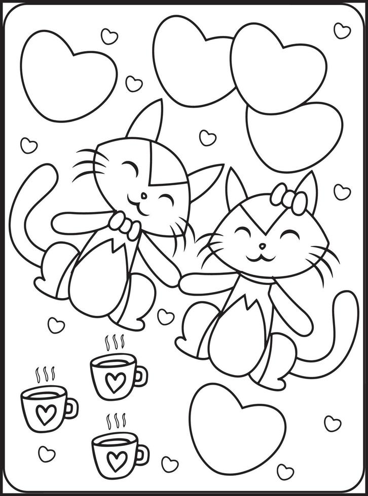 coloriages saint valentin pour enfants vecteur