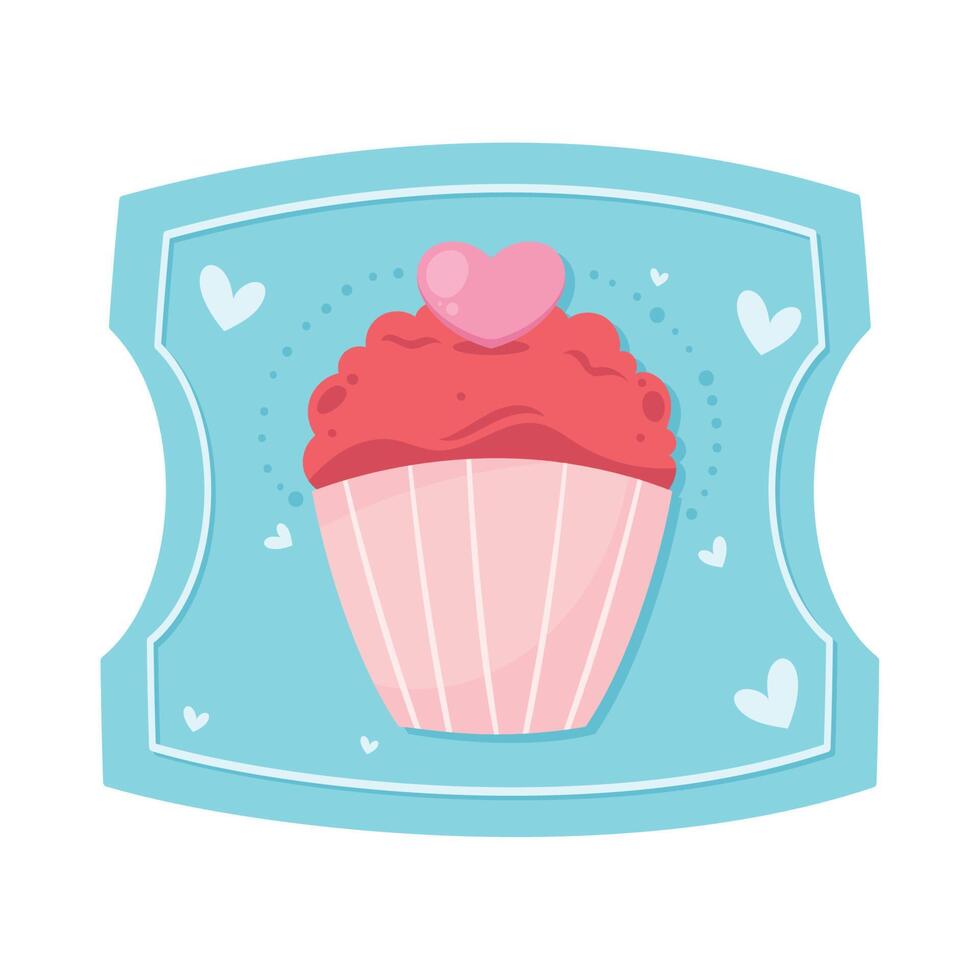 coupon d'amour avec cupcake vecteur