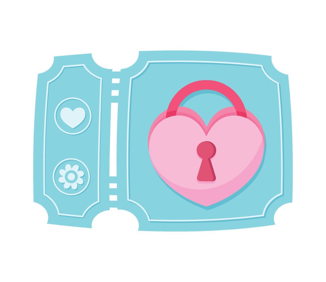 coupon d'amour avec cadenas coeur vecteur