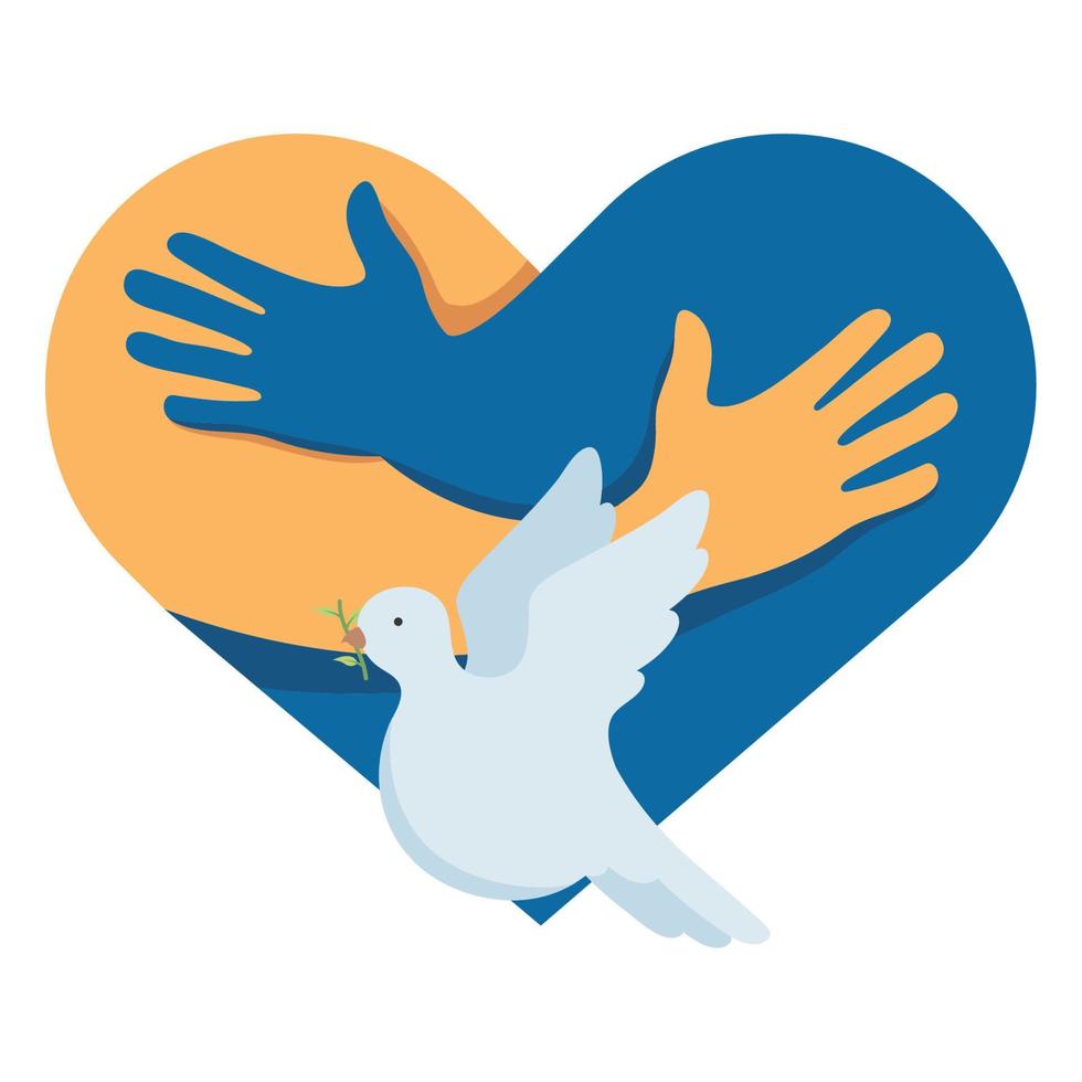 ukraine coeur avec colombe volant vecteur