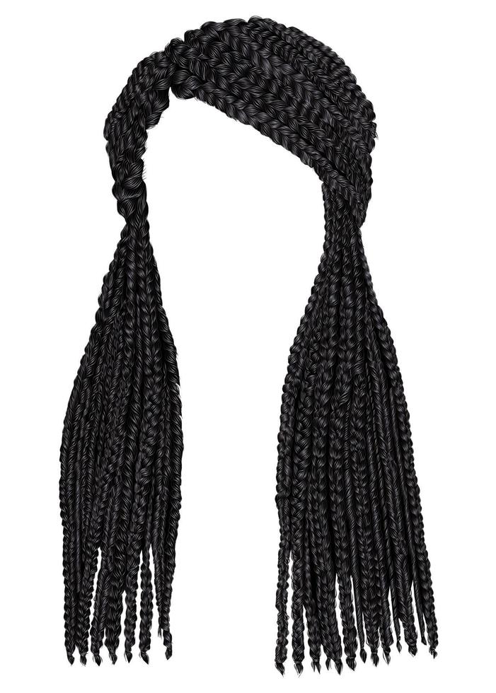 cornrows de cheveux longs africains à la mode. 3d réaliste. style de beauté de la mode. vecteur