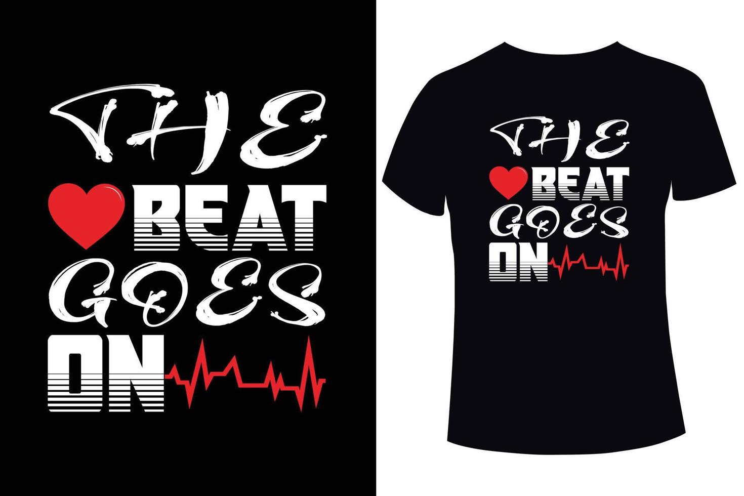 le rythme continue, modèle de conception de t-shirt de sensibilisation aux maladies cardiaques vecteur
