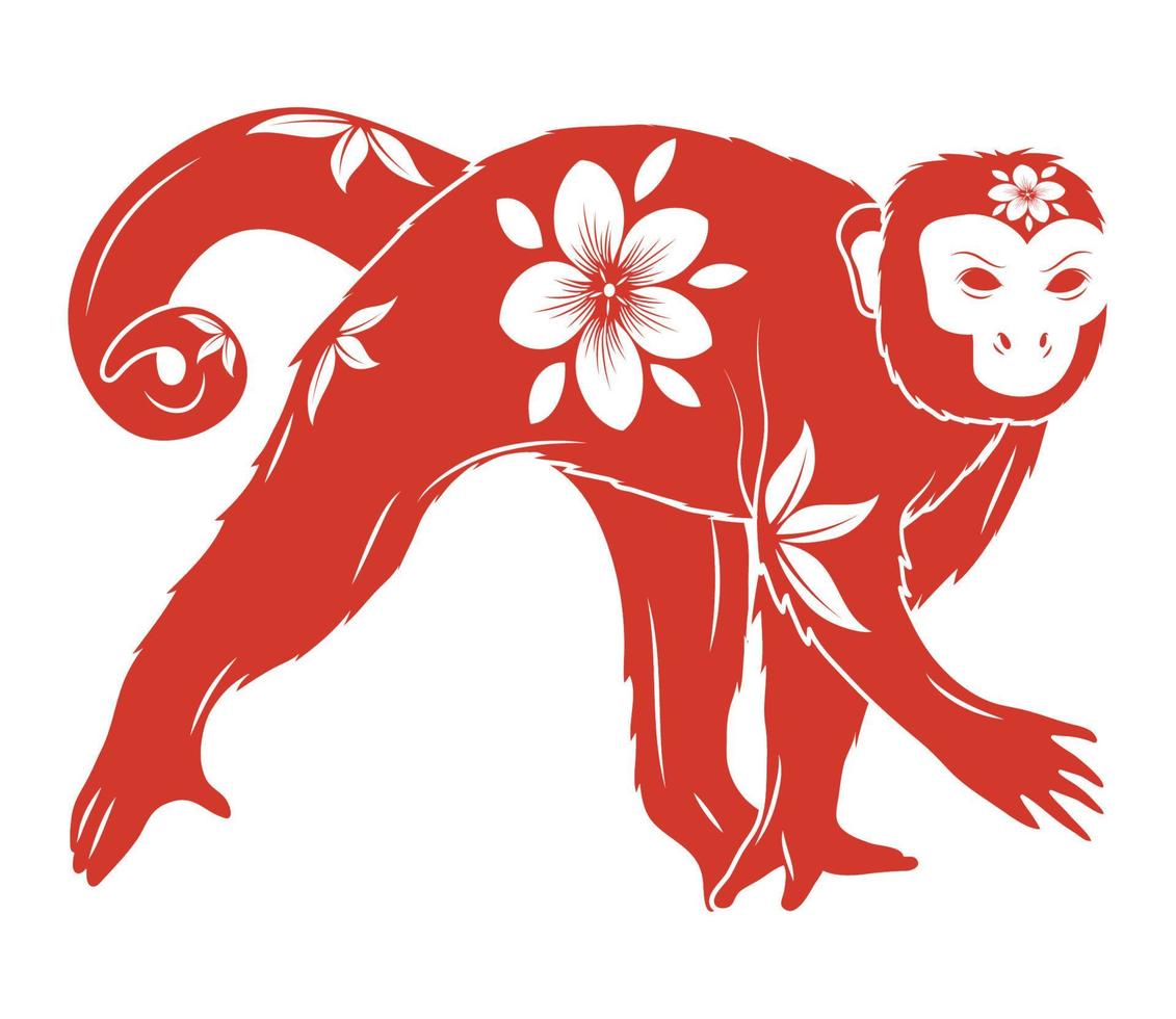 singe zodiaque chinois animal vecteur