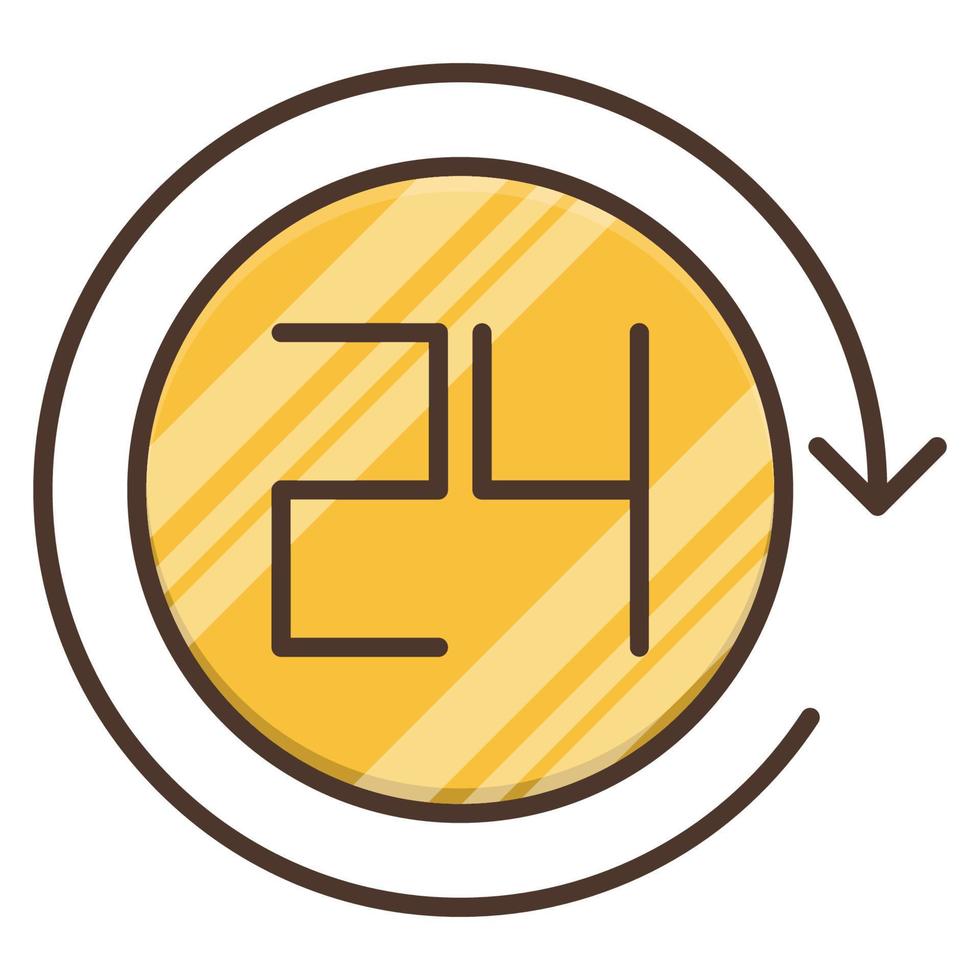 Icône 24 heures sur 24, adaptée à un large éventail de projets créatifs numériques. heureux de créer. vecteur